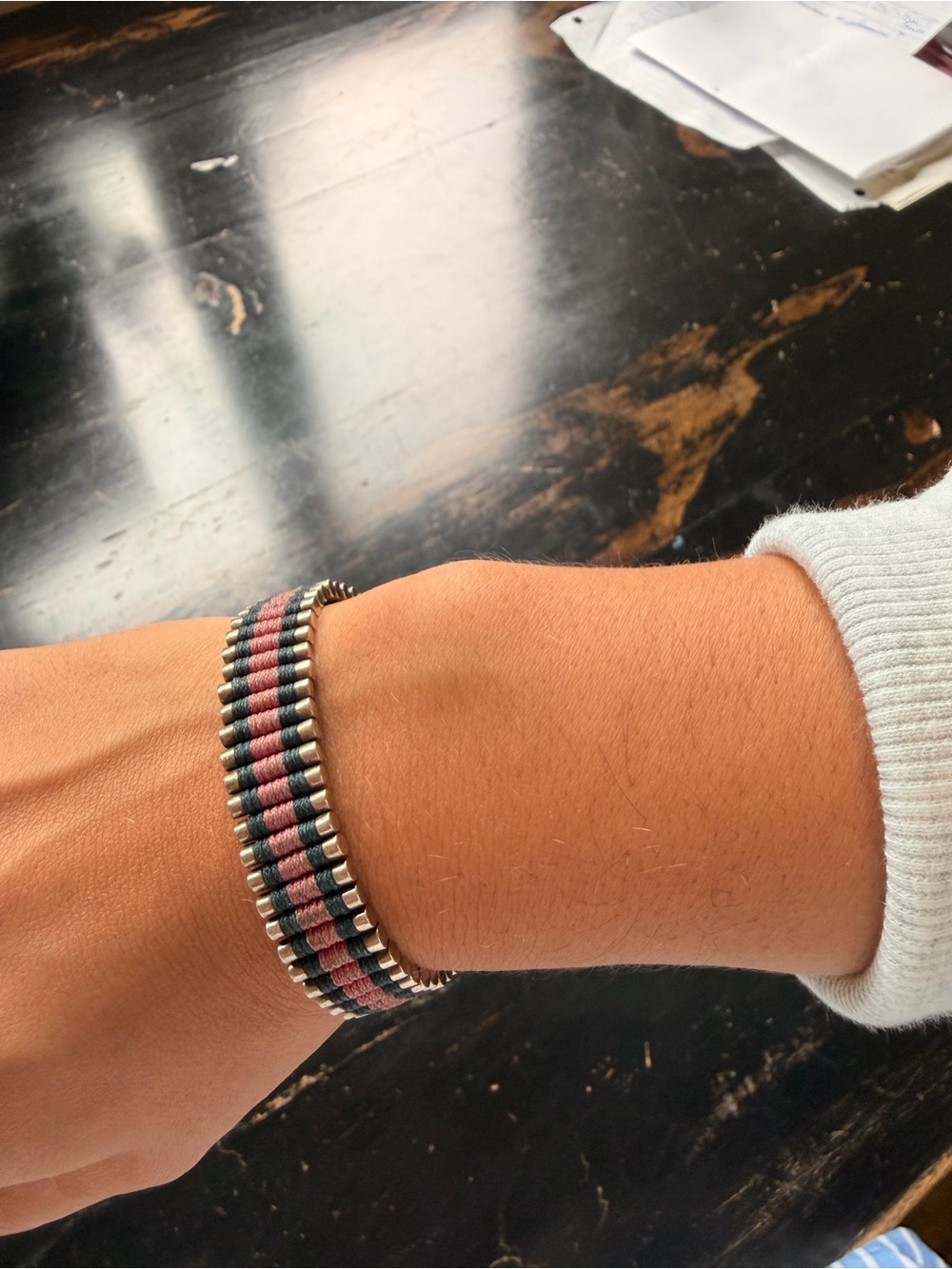 Links of London Friendship Bracelet | Pink & Navy | Adjustable
